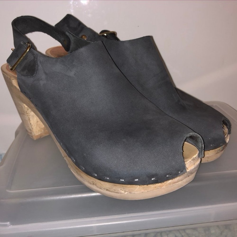 BRYR CLOGS - SUZIE PEEP TOE - CHARCOAL GREY - 9 39